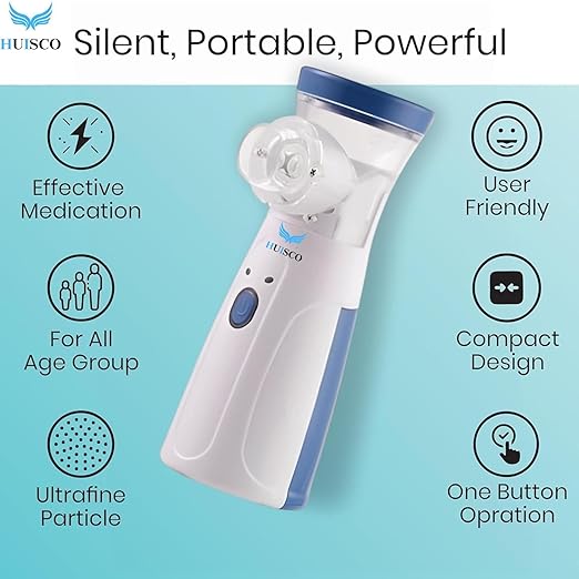 Portable Nebulizer for Adults and Kids Travel and Household Use, Handheld Mesh Nebulizer for Breathing Problems, Personal Inhalers for Cold and Cough - Quick Relief, Wireless Vaporizer Machine With Respiratory Mask