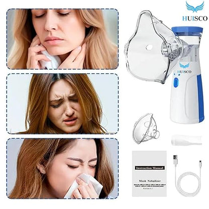 Portable Nebulizer for Adults and Kids Travel and Household Use, Handheld Mesh Nebulizer for Breathing Problems, Personal Inhalers for Cold and Cough - Quick Relief, Wireless Vaporizer Machine With Respiratory Mask